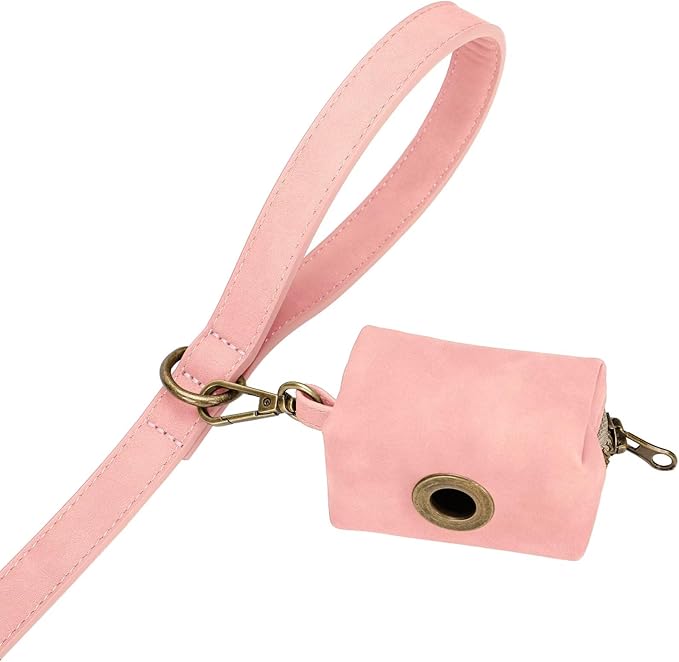 Didog Stylish PU Leather Dog Leash for Large Dogs, Easy to Clean 5ft Pink Dog Leashes for Medium Dogs, Cute and Fashionable for Walking, Running and Training,Pink, M