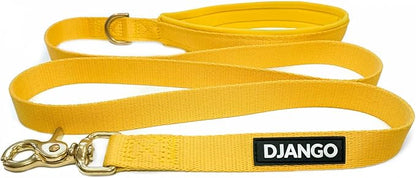DJANGO Adventure Dog Leash – Strong, Comfortable, and Stylish Dog Leash with Solid Brass Hardware and Padded Handle - Designed for Outdoor Adventures and Everyday Use (Dandelion Yellow)