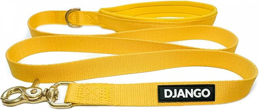 DJANGO Adventure Dog Leash – Strong, Comfortable, and Stylish Dog Leash with Solid Brass Hardware and Padded Handle - Designed for Outdoor Adventures and Everyday Use (Dandelion Yellow)