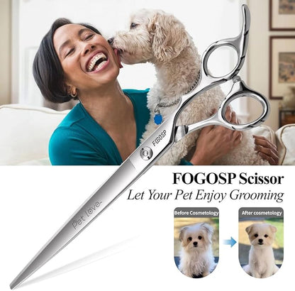 Professional Dog Grooming Scissors Straight 7.0'' Pet Grooming Shears for Cutting Dogs Thick Hair Small Medium Pet Cat (7.0 In, Straight)