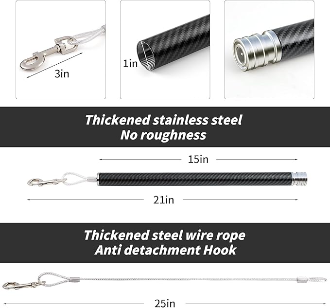 Hands-Free Bicycle Dog Leash for Cycling - 180° Rotating or Fixed Quick-Attach System, Built-in Shock-Absorbing Spring, Anti-Pull Design, Thick Steel Wire Rope 550 lbs (Carbon Fiber)