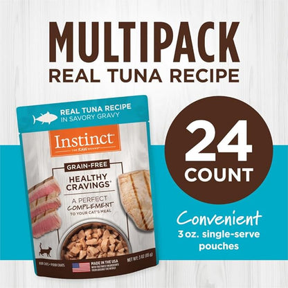 Instinct Healthy Cravings Grain Free Real Tuna Recipe Natural Wet Cat Food Topper by Nature's Variety, 3 oz. Pouches (Case of 24)