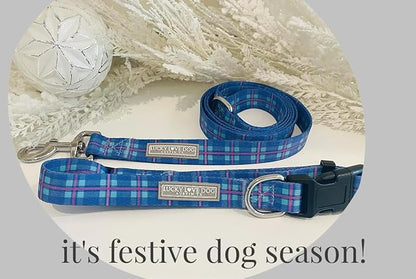 Lucky Love Dog Blue and Violet Plaid Dog Leash - Comfy & Soft & Cute for Boy and Girl Dogs - Small, Scotty