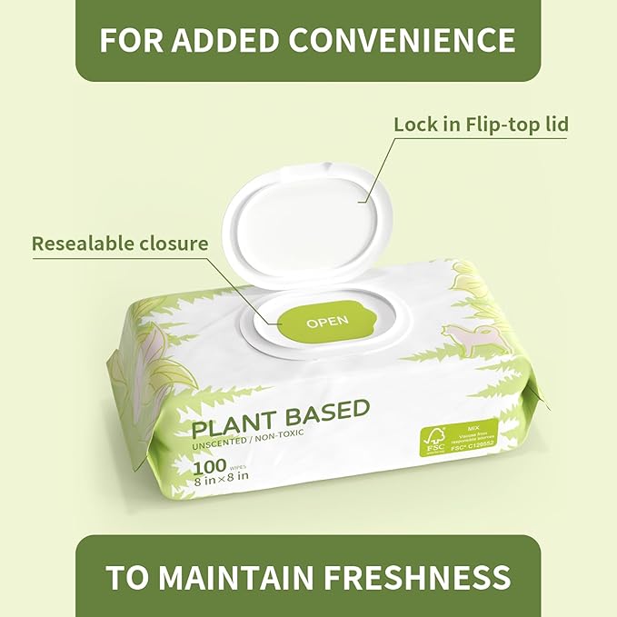 400 Unscented Pet Wipes for Paws and Butt Plant Based Hypoallergenic Pets Cleansing & Deodorizing Anal Gland Hygienic Puppy Wipes for Dogs Face and Body Cat Wipes Cleaning Fur Doggie Wipes Doggy Wipes