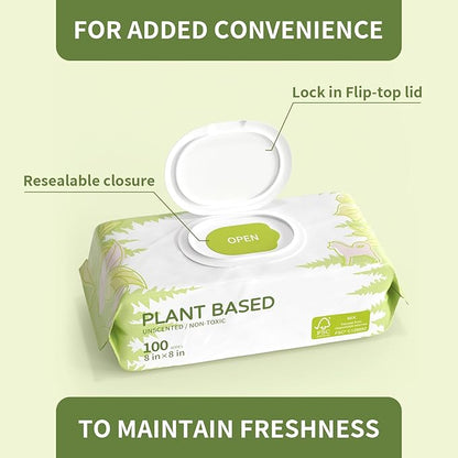 400 Unscented Pet Wipes for Paws and Butt Plant Based Hypoallergenic Pets Cleansing & Deodorizing Anal Gland Hygienic Puppy Wipes for Dogs Face and Body Cat Wipes Cleaning Fur Doggie Wipes Doggy Wipes