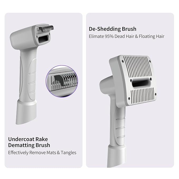 Dog Grooming Vacuum Attachment Kit, Pet Vacuum Brush for Shedding Grooming with Slicker, Dematting Brush for Cat Dog Hair Remover, for Dyson V7 V8 V10 V11 V12 V15
