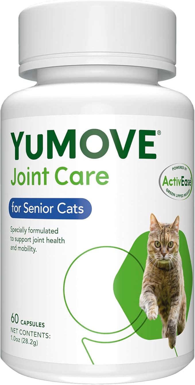 YuMOVE Cat Joint Supplement with Glucosamine,Chondroitin, Omega 3, Hyaluronic Acid, & Green Lipped Mussel - Joint Support Supplement - for Senior Cats 60 Capsules