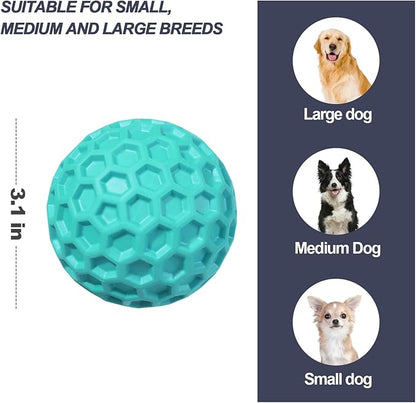 Squeaky Dog Balls, Indestructible Dog Toys for Aggressive Chewers Large/Medium Breed, Natural Rubber Interactive Chew Toys for Teeth Clean, Relieves Anxiety (Light Blue)