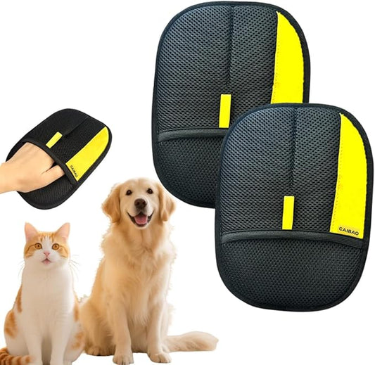 CAIBAO Electrostatic Pet Hair Removal Gloves: Quick Wiping - Reusable & Washable for Sofa Clothing Pet Beds Effortless Cats & Dogs Hair Remover for Busy Pet Owners (2pcs-Black)