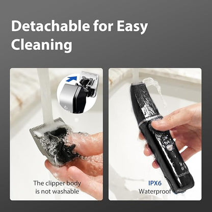 FuzzyFix Dog Grooming Kit, Dog Clippers for Grooming for Thick Curly Coats, Professional Pet Hair Shaver Paw Trimmer Cordless Rechargeable Low Noise for Dogs Cats Animals Face Ear