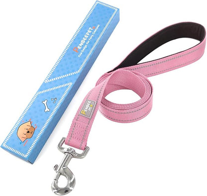 Dog Leash 6 FT Padded Handle Nylon Reflective Dogs Leashes for Large Dogs Pink
