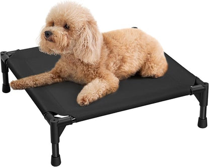 Love&go Elevated Dog Bed with Metal Frame, Cooling Raised Pet Cot for Dog and Cat (S - Black, Small-18.5x18.5x5.5 inch)