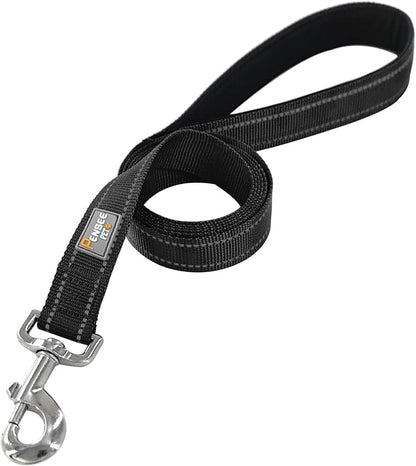 Dog Leash 6 FT Padded Handle Nylon Reflective Dogs Leashes for Medium Dogs Black