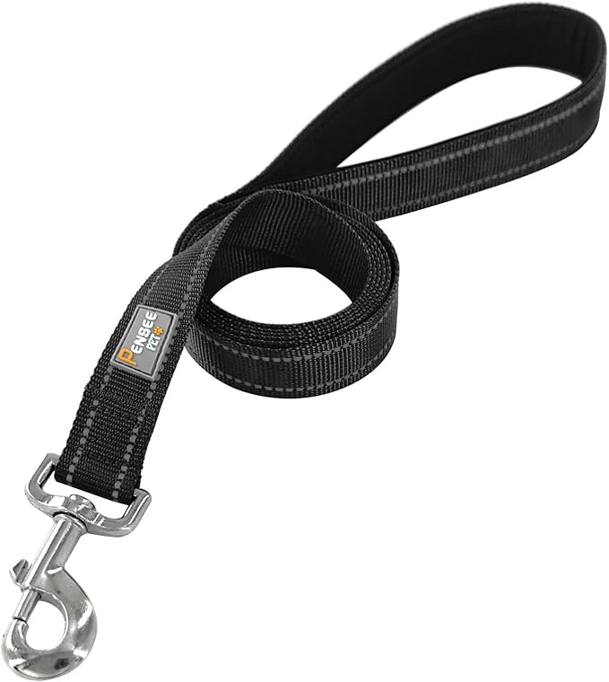 Dog Leash 6 FT Padded Handle Nylon Reflective Dogs Leashes for Large Dogs Black