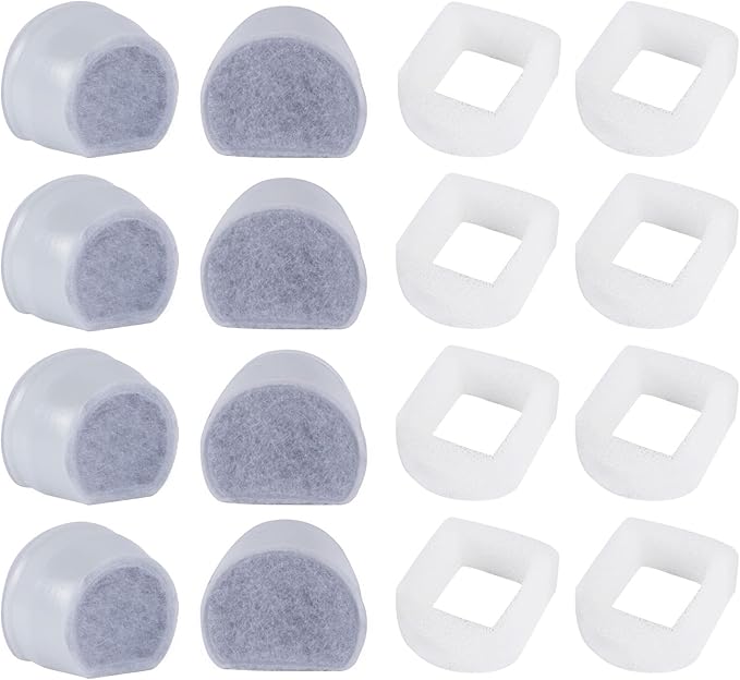 MyfatBOSS Cat Water Fountain Filter, Pre-Sponge Pet Fountain Filter & Replacement Carbon Filters Fit for Petsafe for Drinkwell Fountain-Gallon Avalon Pagoda Seascape Seaside Pet Fountains 8+8Pack