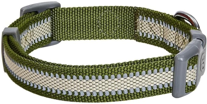 Blueberry Pet Essentials Matching Large Dog Collar | Adjustable Classic Solid Color Nylon Dog Collars for Large Dogs | Reflective Dark Olive Dog Collar for Large Dogs