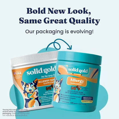 Solid Gold Dog Allergy Relief Chews - Dog Itching Skin Relief & Seasonal Allergies Support - Alaskan Salmon Oil for Dogs Skin, Coat & Immune Support - Bacon Flavor Soft Allergy Chews for Dogs -120ct