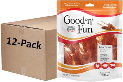 Good 'N' Fun Triple Flavor Wings, Made with Real Meat, Treats for All Dog Sizes