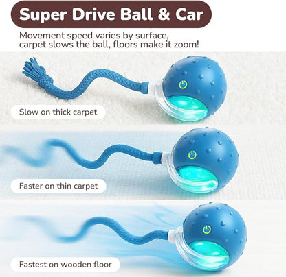 Interactive Cat Toy Ball for Indoor Cats – Fast Rolling on Carpet, Motion Activated with Chirping Sounds, Smart Play Toy (Turquoise)