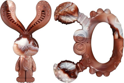 Indestructible Dog Toys for Aggressive Chewers, Tough and Durable Chew Toys for Large Medium Dogs, Interactive Dog Chew Toys to Keep Them Busy (E Rabbit+Crab)