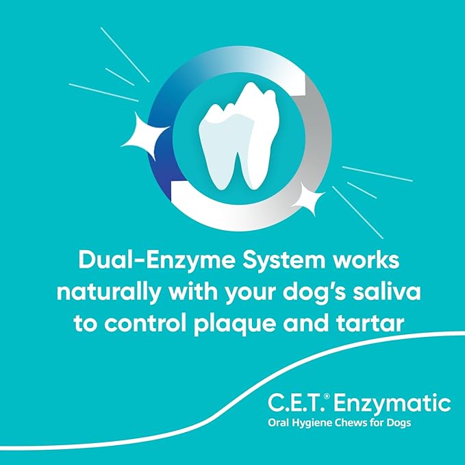 Virbac C.E.T. Enzymatic Oral Hygiene Chews for Small Dogs - Plaque & Tartar Control - Single Layer Beefhide with Exclusive Dual-Enzyme System & Tasty Chicken Flavor - Easy to Give Dog Dental Chew