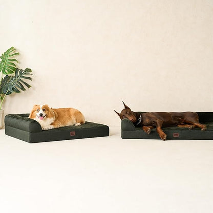EHEYCIGA Orthopedic Dog Bed Medium Size Dogs, Memory Foam Dog Bed with Washable Removable Cover, Waterproof Pet Sofa Couch for Crate with Nonskid Bottom, 30x20x6, Dark Green
