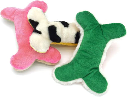 JKW Squeaky Plush Dog Toy Set, 3 Pack Interactive Pet Toys, Chew Toys for Small Medium Large Dogs (Bone 3 Pack)