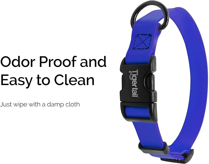 Tiger Tail X Small Indigo Dog Collar | Waterproof and Odor-Proof for Active Pets | Durable, Anti-Mat, and Lightweight Design | Made with Premium Coated Nylon | Suitable for Extra Small Breed Dogs