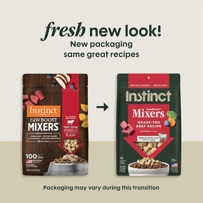 Instinct Raw Boost Mixers, Freeze Dried Dog Food Topper, Grain Free Recipe - All Natural Beef, 25 oz. Bag