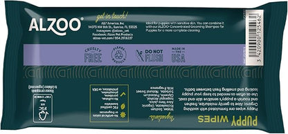 ALZOO Grooming Wipes for Puppies, 100% Plant-Based Active Ingredients, 100 Count