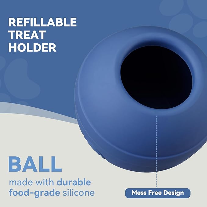 Long-Lasting Interactive Dog Lick Toy, Stuffable Dog Enrichment to Keep Dogs Busy, Wobbly Treat Dispensing Freezable Chew Toys, Food-Grade Safe (Dark Blue,M)