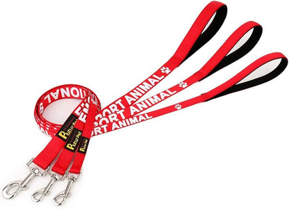 Plutus Pet Emotional Support Animal Leash with Soft Neoprene Padded Handle,Printed in Large Letters on Both Sides,4ft Long,Red,5/8" Wide for Small Dogs