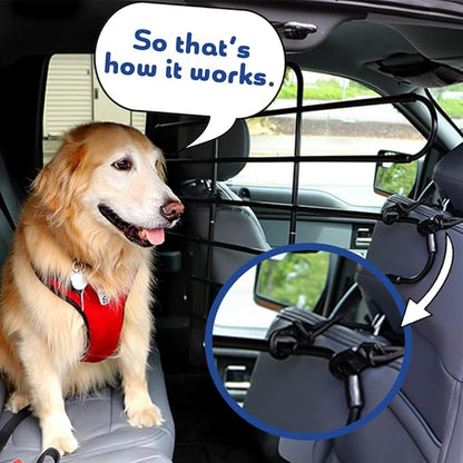The Original Zookeeper Car, SUV, Truck Dog Barrier: Adjustable Universal for All Vehicles - Moves with Your Vehicle Seats. Tilt. Slide. Recline. Easy Install - Strong Metal Tubing Gate Pet Divider