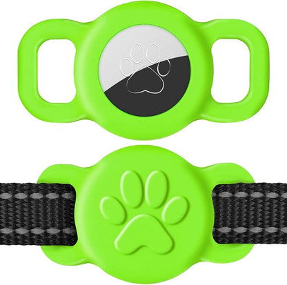 Dynmeow Dog Cat Collar Holder Compatible with Airtag, Anti-Lost Silcione Holder for 3/8 and 5/8 Inch Wide Collars, Green, S(1 Pack)