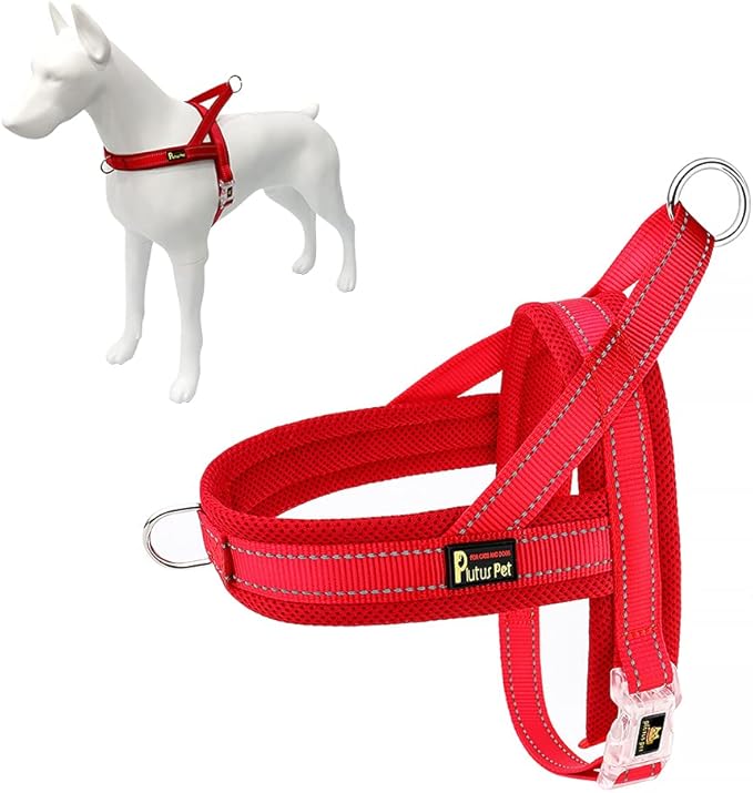 Plutus Pet No Pull Dog Harness with Breathable Mesh Padded, Adjustable Reflective Escape Proof Dog Harness, Quick Fit Dog Vest Harness for Small Medium Large Dogs(XS, Red)