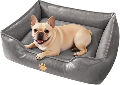 Orthopedic Dog Beds for Small Medium Dogs, Waterproof Pet Bed with Sides, Durable Pet Bed Puppy Bed with Anti-Slip Bottom 24 × 18 × 9 inch Grey