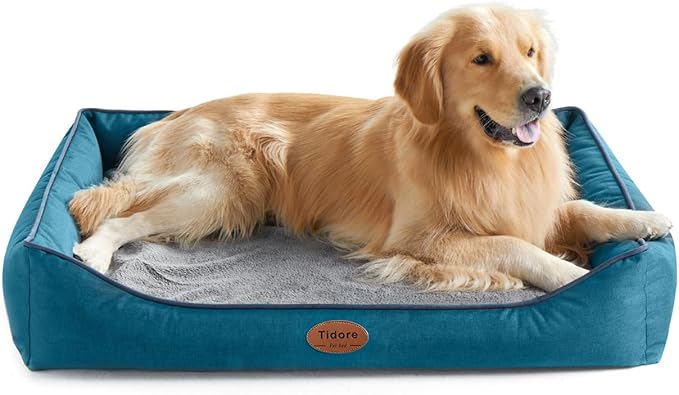 Tidore Orthopedic Dog Beds for Medium Dogs, Durable Egg Crate Foam Sofa Dog Bed wit Washable Removable Cover,Waterproof Lining,Pet Bed for Large Dogs (Peacock Blue, 39.4" L x 31.5" W x 7.4" Th)