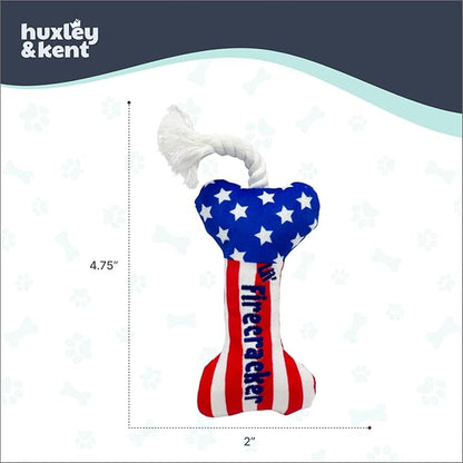 Huxley & Kent Interactive Crinkle Puppy Toys w/ Power Plush Tech - Cute Puppy Toy - Dog Toys for Enrichment ( Lil' Firecracker Bone, Small)