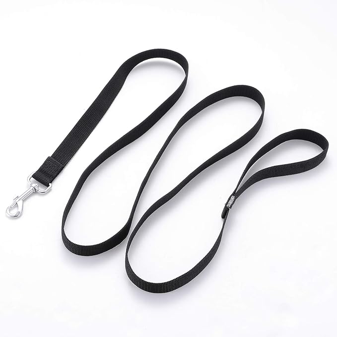 Siumouhoi Strong Durable Nylon 10ft Long Dog Training Leash, Traction Rope, 1 Inch Wide, for Small and Medium Dog (Black, 10 Feet)