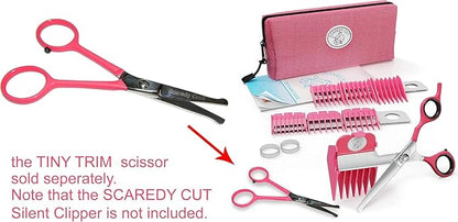 Tiny Trim 4.5" Ball-Tipped Scissor for Dog, Cat and all Pet Grooming - Ear, Nose, Face & Paw - Scaredy Cut's small Safety Scissor Blue