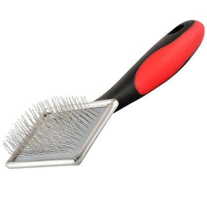 Jeffers Non Slip Slicker Pet Grooming Brush – Soft Pins, Red & Black Handle – Detangling Grooming Tool for Dogs & Cats with Short, Long, Thick & Curly Coats – Easy Grip Pet Comb - Small Size