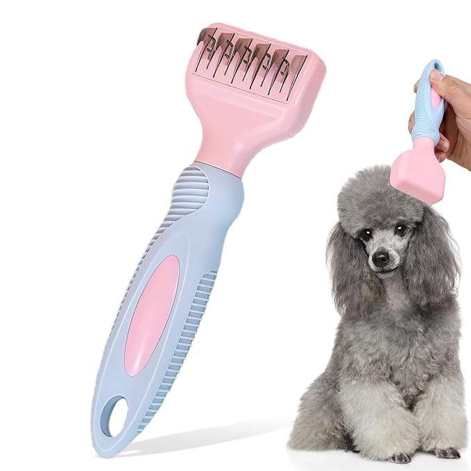 HOP Home of Paws Professional Pet Dematting Comb for Dogs and Cats, Stainless Steel Rounded Teeth, Gentle Knot and Tangle Removal Tool, Grooming Supplies