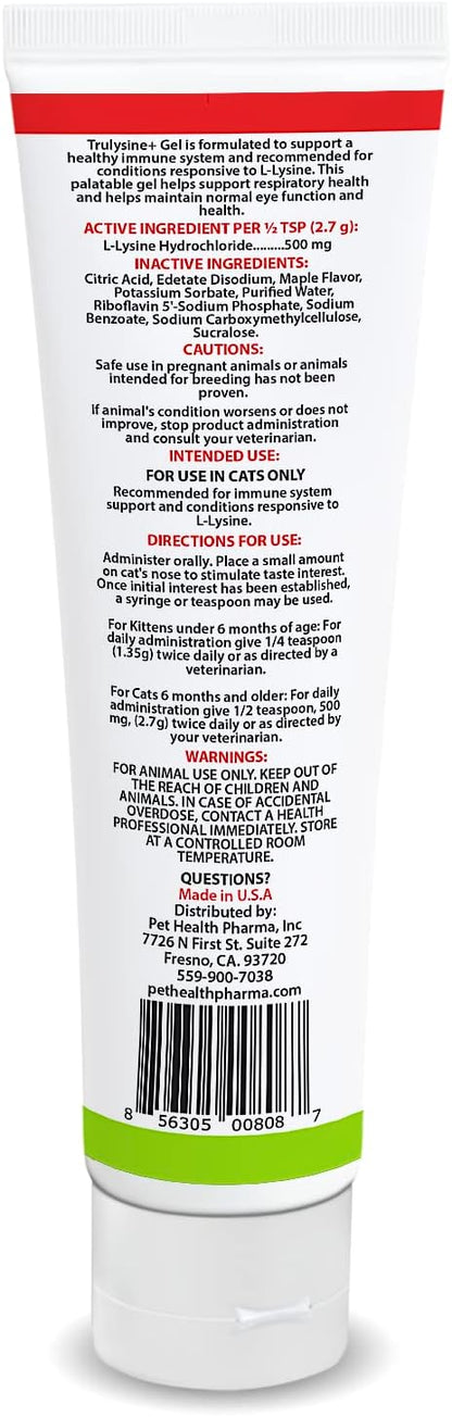Trulysine Viralysine L-Lysine Gel Supplement for Cats, 5oz - Cats & Kittens of All Ages - Immune Health - Sneezing, Runny Nose, Squinting, Watery Eyes - Palatable Maple Flavor