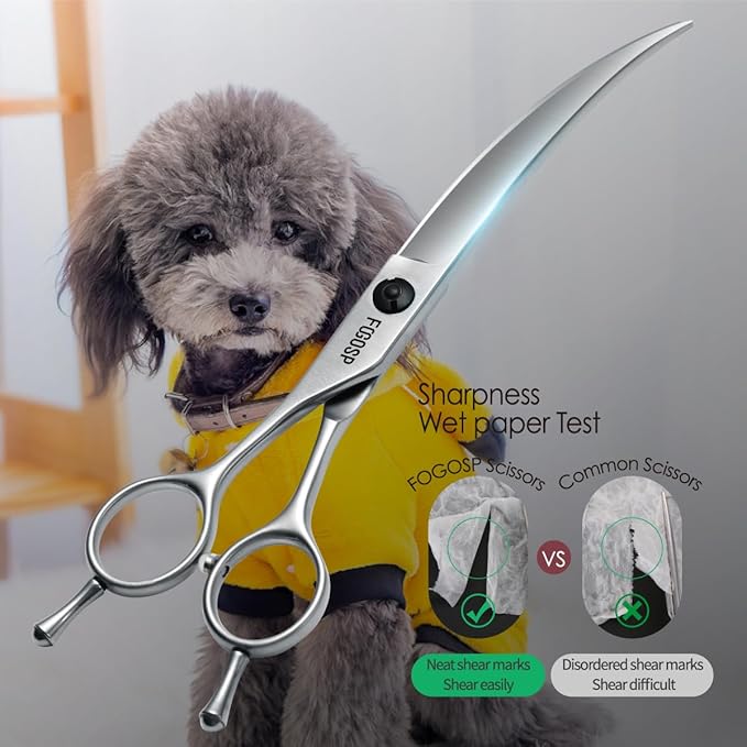 Professional Left Handed Curved Dog Grooming Scissors for Lefty Groomers 35° Arc Grooming Shears for Dogs Pet Cat Japanese 440C Sharp and Durable(7.5 in,Lefty)