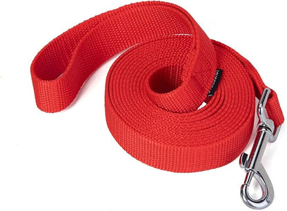 Siumouhoi Strong Durable Nylon Dog Training Leash, 1 Inch Wide Traction Rope, 6 ft 10ft 15ft Long, for Small and Medium Dog (Red, 10 Feet)