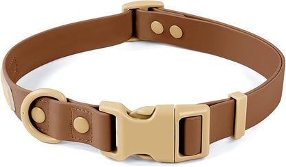 Wolfone Waterproof Dog Collar with Quick Release Buckle， Cute Adjustable Collar for Dogs Comfort Sturdy Durable Odor Proof Easy Care（Chocolate Cookie 46-70cm）