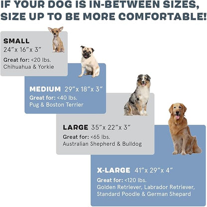 Barkbox Orthopedic Dog Bed | Comfortable Memory Foam Mattress for Joint Relief | Head and Neck Support Waterproof with Non Skid Bottom | Calming Durable Bed with Washable Cover | Large, Stripe