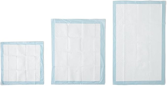 Amazon Basics Dog and Puppy Pee Pads with 5-Layer Leak-Proof Design and Quick-Dry Surface for Potty Training, Standard Absorbency, X-Large, 28 x 34 Inch - Pack of 60, Blue & White