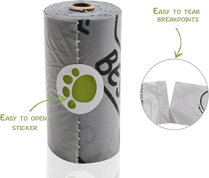 Dog Poop Bag Dispenser with Flashlight|Dog Poop Bag Holder with Leash Clip|Hands-Free Leash Holder with Straps and 1 Roll Waste Bags (Light Grey)
