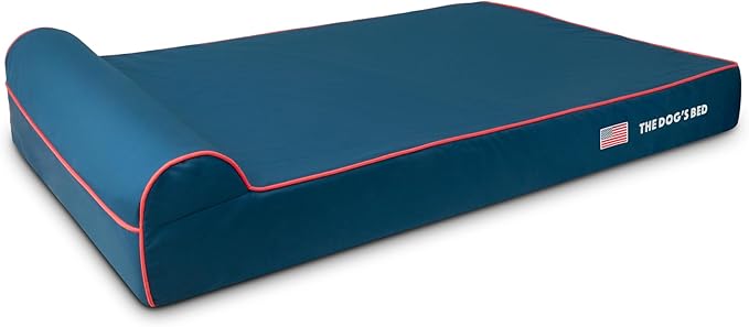 The Dog’s Bed Orthopedic Headrest Dog Bed XXL Blue Oxford with Red Trim US Flag, Memory Foam, Hip & Elbow Dysplasia, Post Surgery, Lameness, Waterproof Washable Cover, Veterinary Approved
